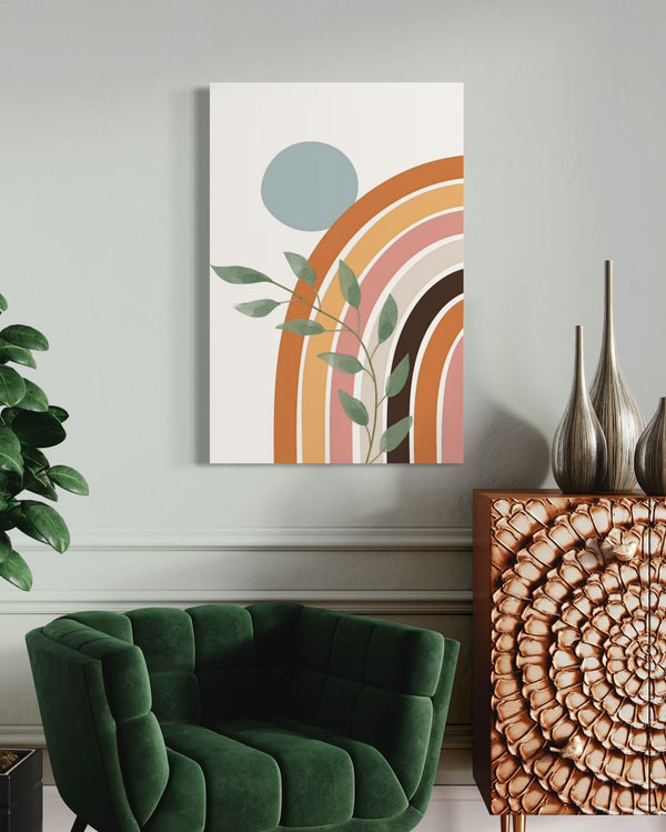 Boho Rainbow & Sun Canvas Giclee Print - Elevate Your Space | Boho Chic Canvas