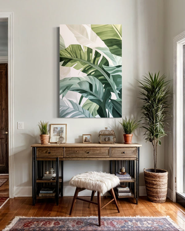 Tropical Banana Leaf Canvas Giclée Print | Premium Wall Art | Ready to Hang - Available in Multiple Sizes