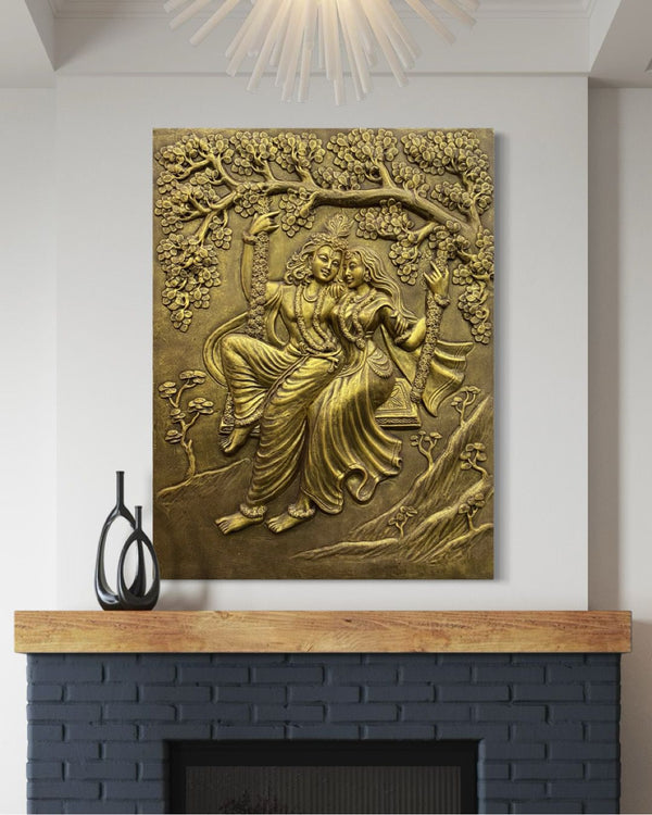 4X3 feet Radha Krishna 3D Relief Mural Wall Art