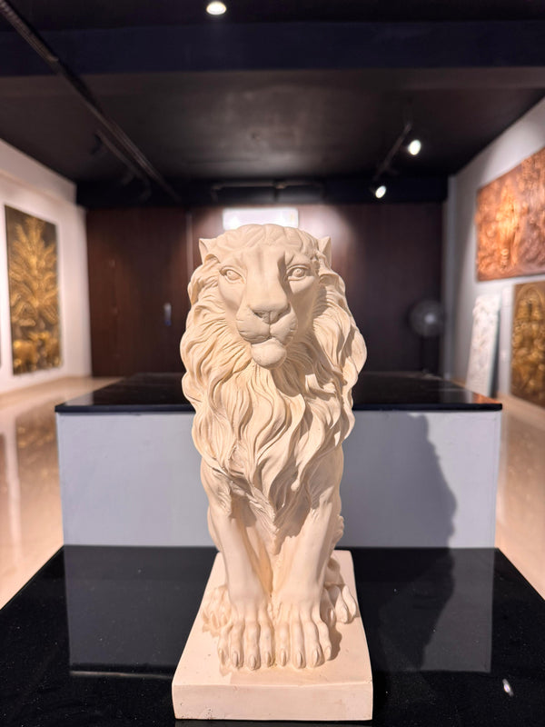 Lion 3D Sculpture | European Marble-Themed  | Elegant Relief Mural | Table Decor | Lion Statue