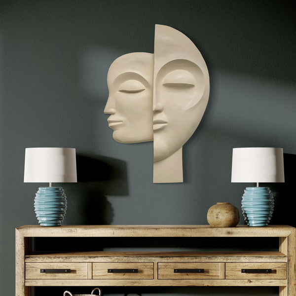 34X22 Inch Dual Face Abstract Relief Mural Wall Art - Ready-to-Hang | Contemporary Wall Art