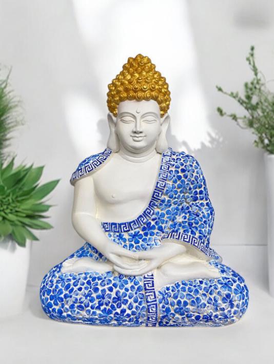 2 feet Meditating Floral Design Buddha 3D Relief Sculpture Mural