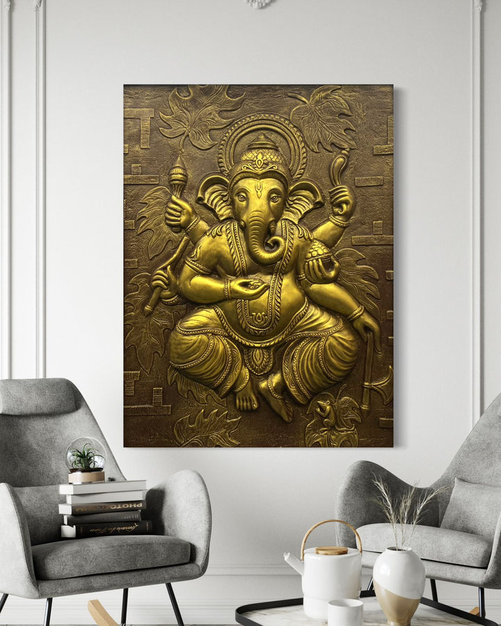 4x3 Feet Dancing Ganesha 3D Relief Mural Wall Art