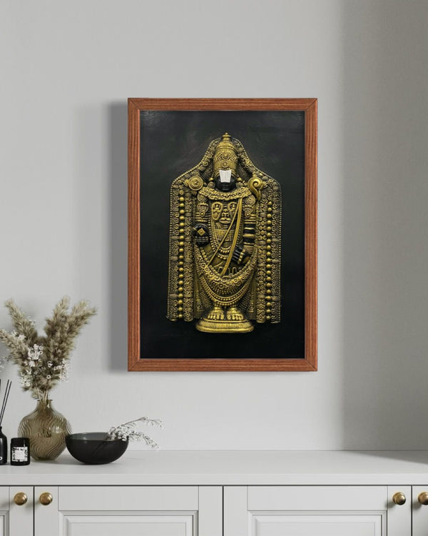 Tirupati Balaji 3D Relief Mural Wall Hanging in size 18X12 inches | Ready to hang