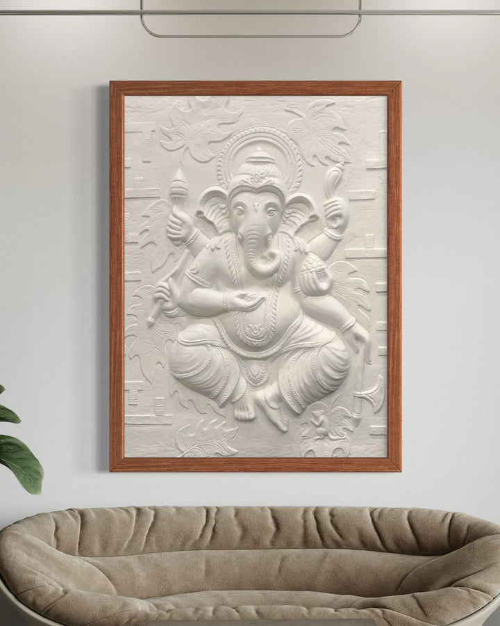 4x3 Feet Dancing Ganesha 3D Relief Mural Wall Art