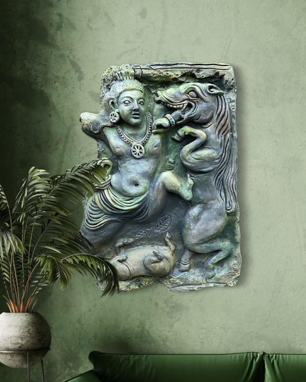 20X14 Inches Krishna Killing the Horse Demon Keshi Heritage Replicas 3d relief Mural wall art