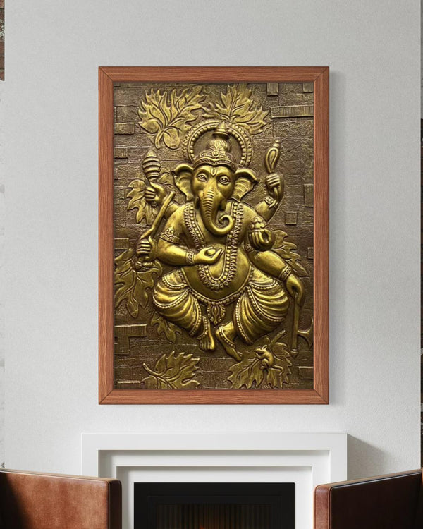 3x2 Feet Dancing Ganesha 3D Relief Mural Wall Art