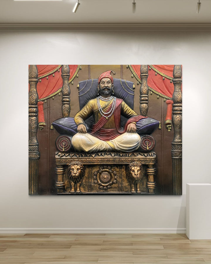 5.2X4.5 Feet Chattrapati Shivaji Maharaj 3D Relief Mural Wall Art