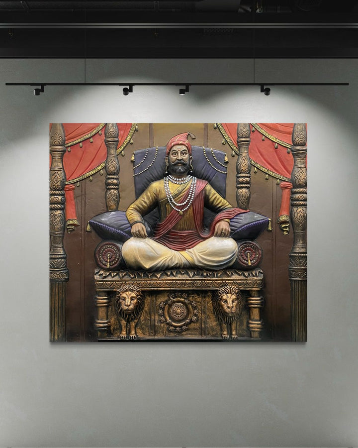 5.2X4.5 Feet Chattrapati Shivaji Maharaj 3D Relief Mural Wall Art