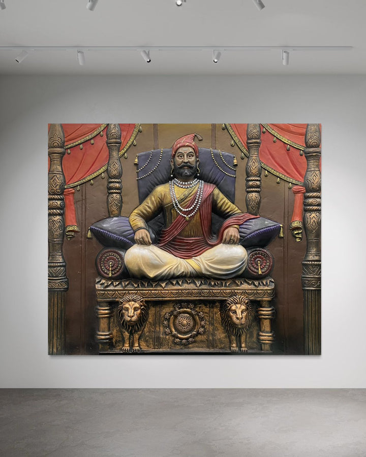 5.2X4.5 Feet Chattrapati Shivaji Maharaj 3D Relief Mural Wall Art