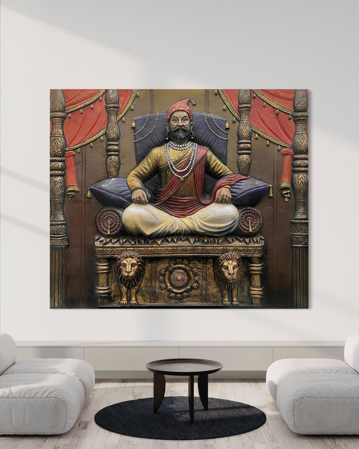 5.2X4.5 Feet Chattrapati Shivaji Maharaj 3D Relief Mural Wall Art