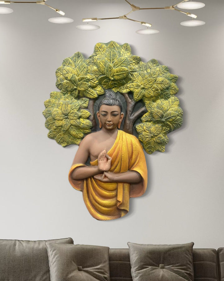 45X36 Inch Blessing Buddha Under Tree 3D Relief Mural Wall Art