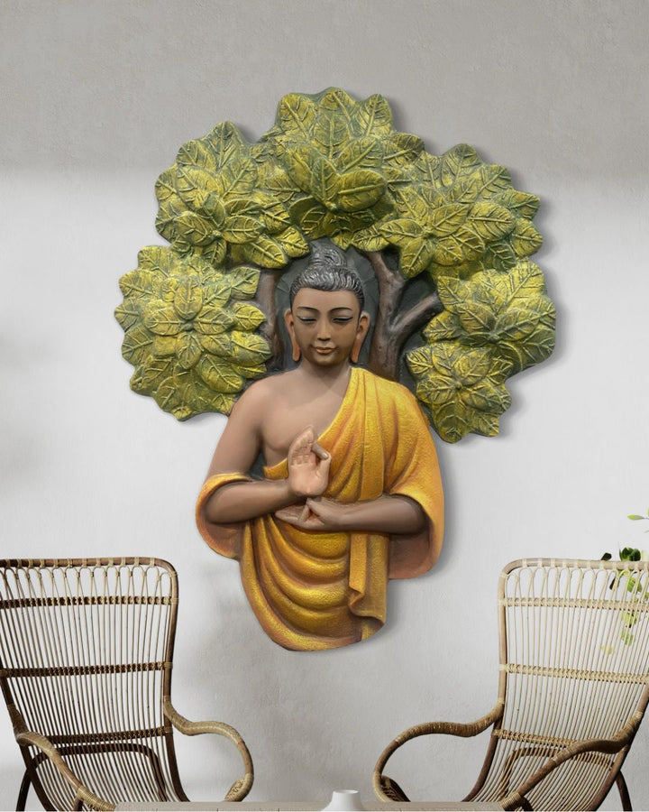 45X36 Inch Blessing Buddha Under Tree 3D Relief Mural Wall Art