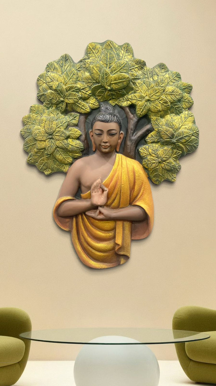 45X36 Inch Blessing Buddha Under Tree 3D Relief Mural Wall Art