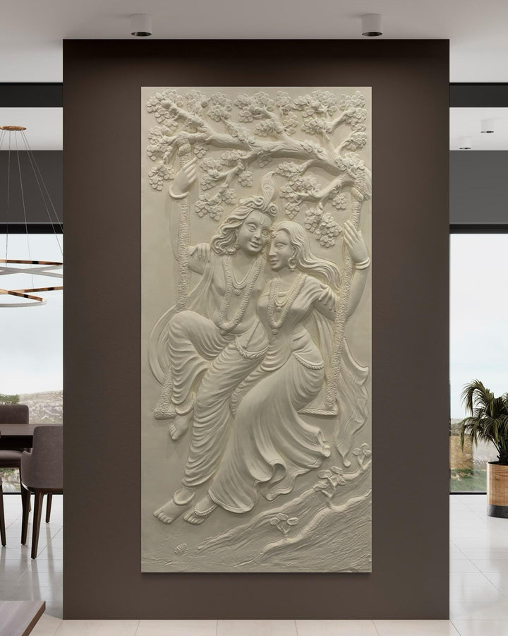 Radha Krishna 3D Relief Mural Wall Art