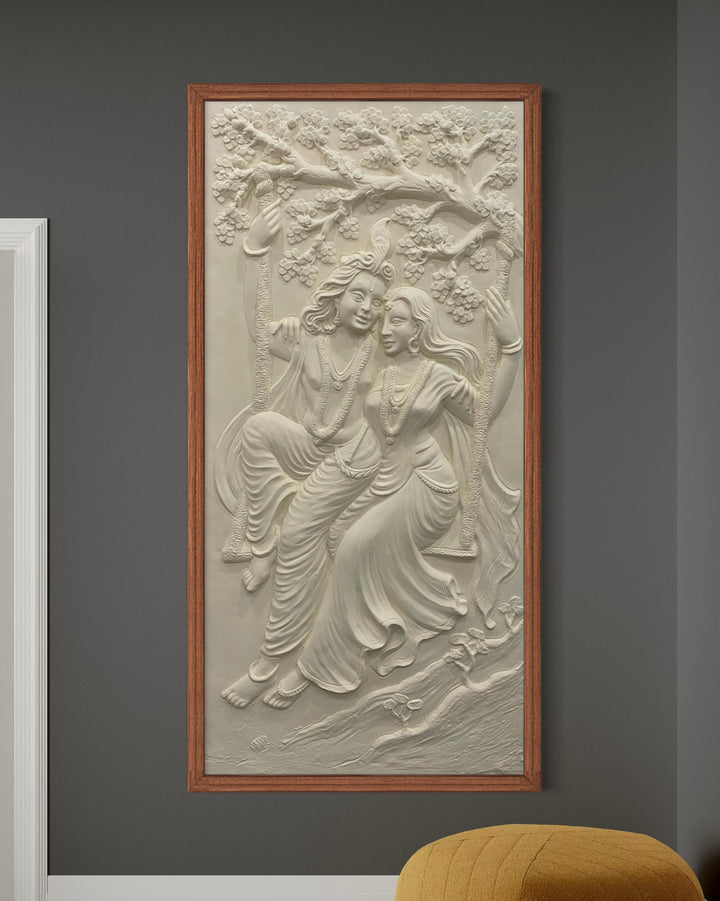 Radha Krishna 3D Relief Mural Wall Art