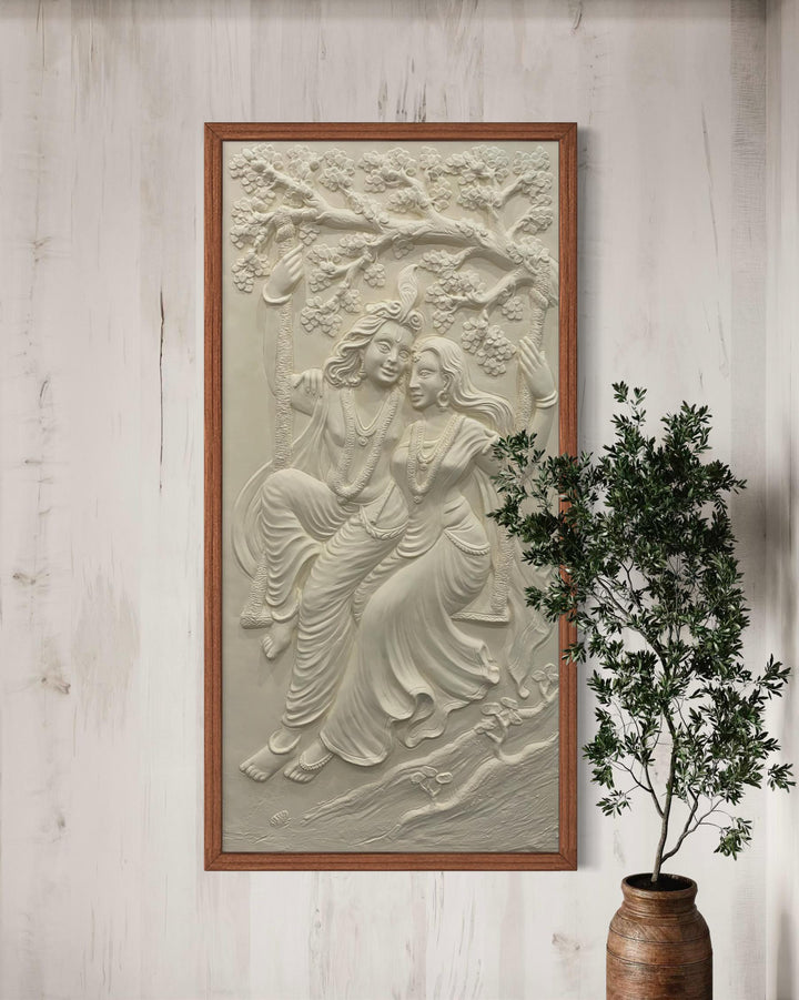 Radha Krishna 3D Relief Mural Wall Art