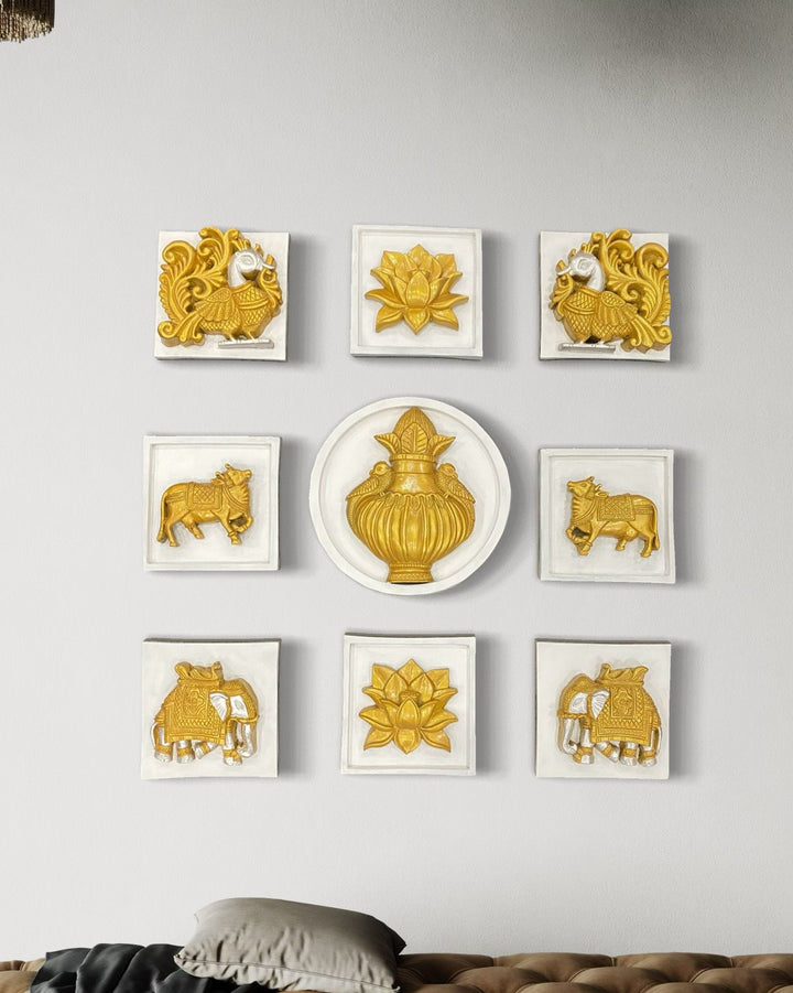 Set of 9 Decorative Wall Motifs Traditional Indian Art Decor