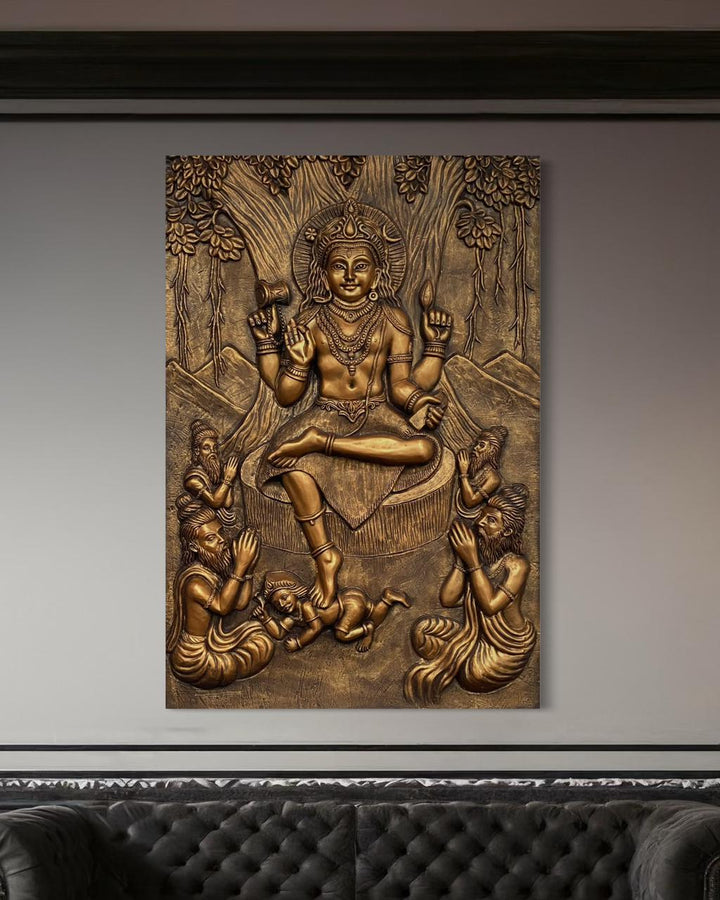 Divine Enlightenment Dakshinamurthy 3D Relief Mural