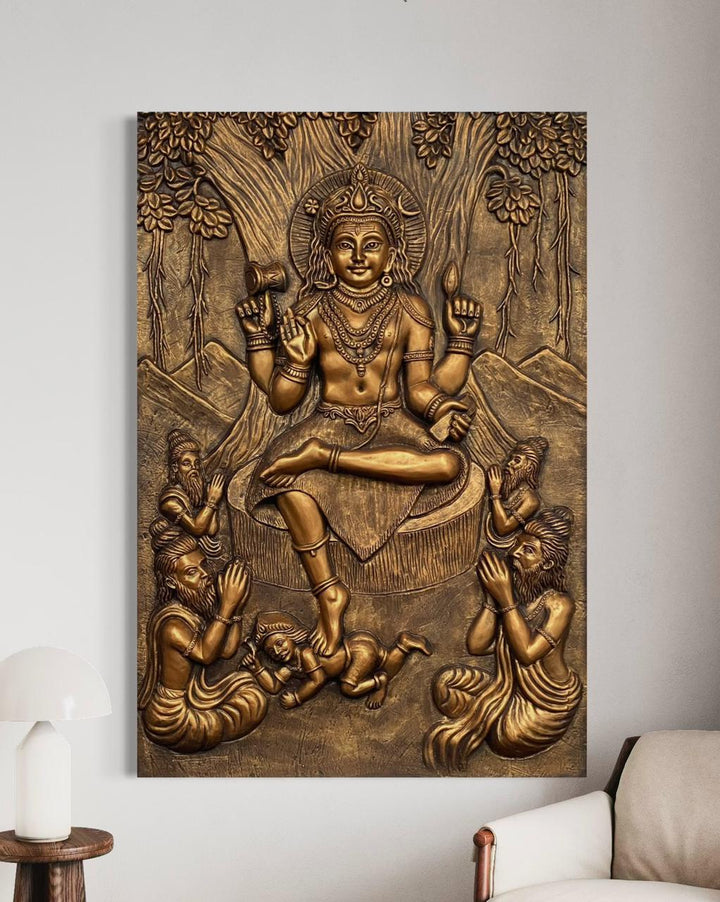 Divine Enlightenment Dakshinamurthy 3D Relief Mural