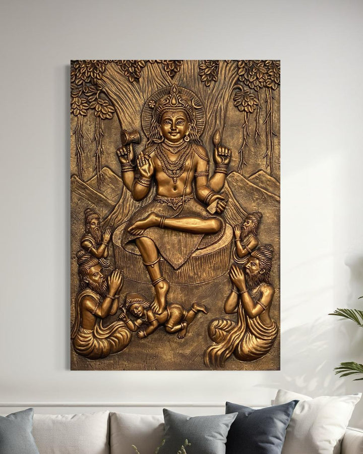 Divine Enlightenment Dakshinamurthy 3D Relief Mural