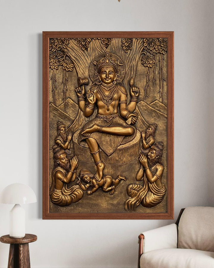 Divine Enlightenment Dakshinamurthy 3D Relief Mural