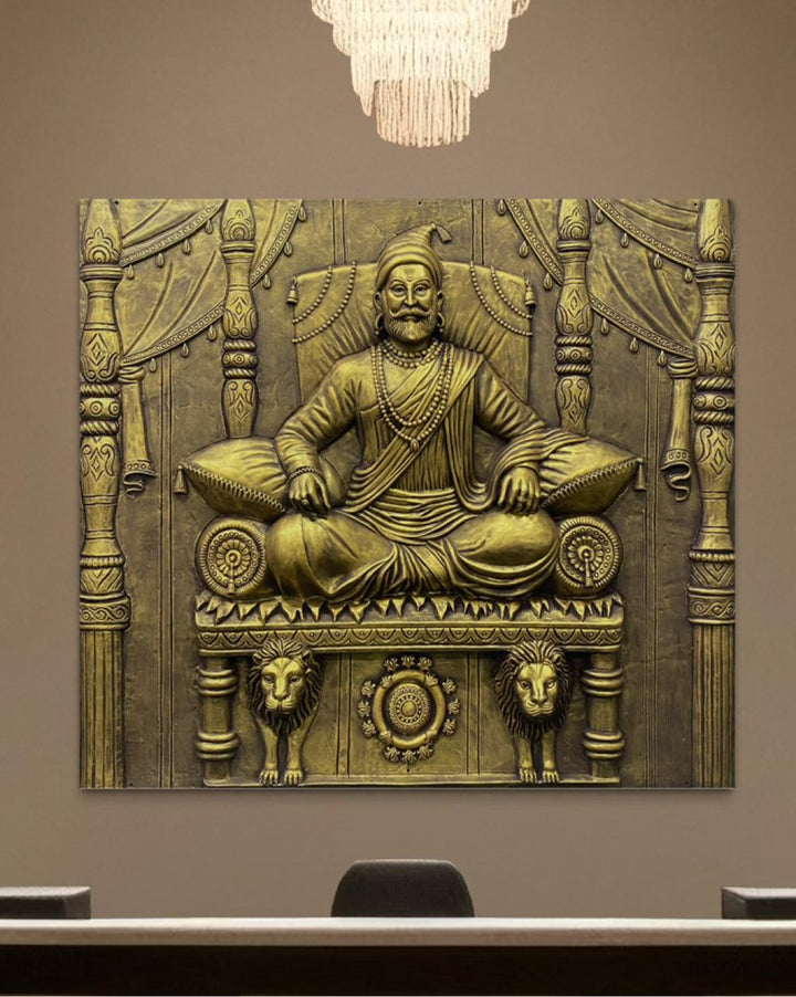 5.2X4.5 Feet Chattrapati Shivaji Maharaj 3D Relief Mural Wall Art