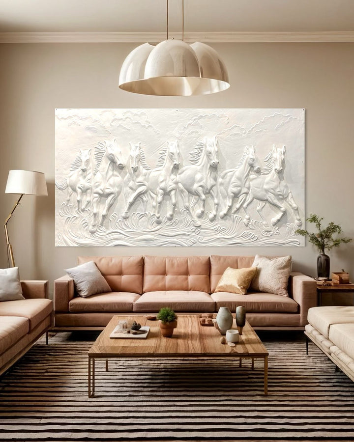 7X4 Feet Running Galloping Horses 3D Relief Mural Wall Art