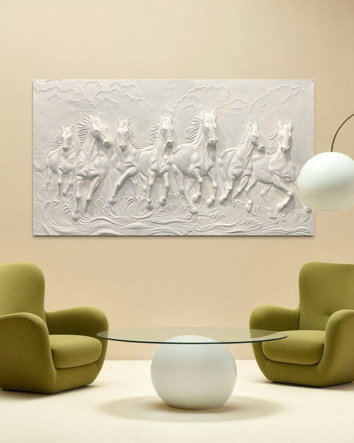 7X4 Feet Running Galloping Horses 3D Relief Mural Wall Art