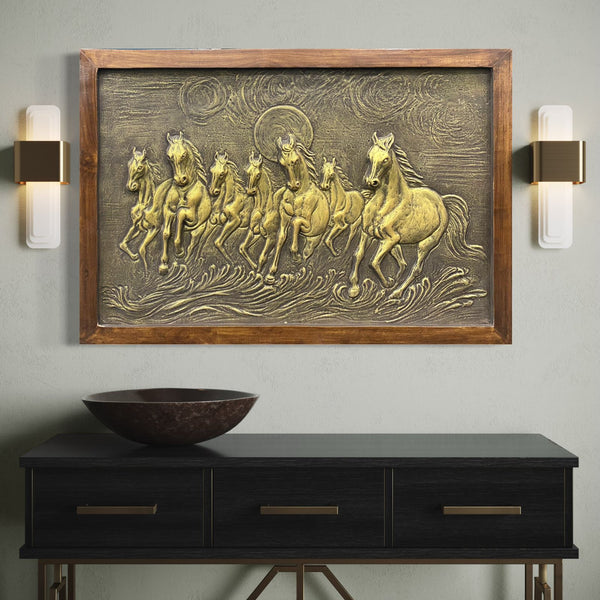 3X2 feet 7 Horse 3D Relief Mural Wall Art | Ready to hang