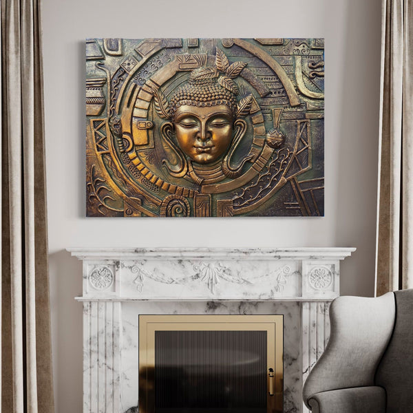 Large size 4X3 feet Versace design inspired 3D Buddha Relief Mural Wall Art | Ready to hang