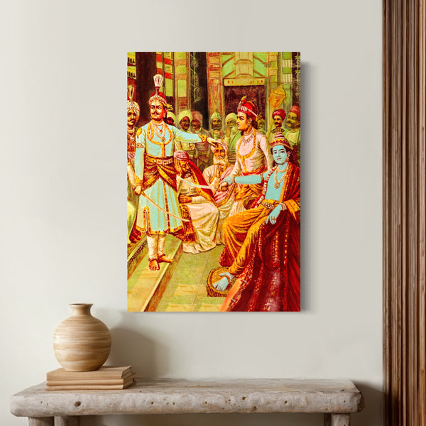 Krishna as Envoy by Raja Ravi Varma | Famous Canvas Painting