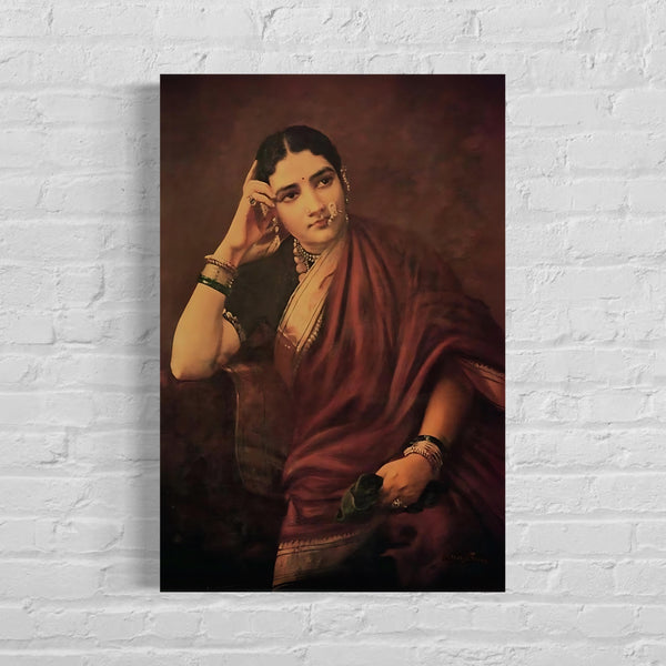 Maharashtrian Woman by Raja Ravi Varma | Famous Canvas Painting | Expectation