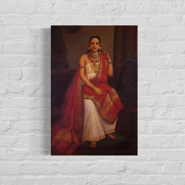 lady in red saree by Raja Ravi Varma | Famous Canvas Painting |Feigned Arrogance