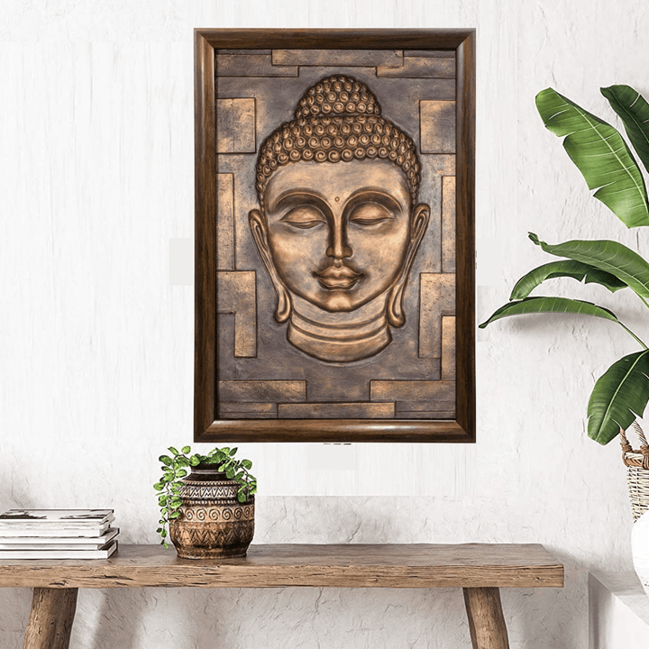 Golden Buddha decor for home | 3D Wall hanging - Artociti - artociti