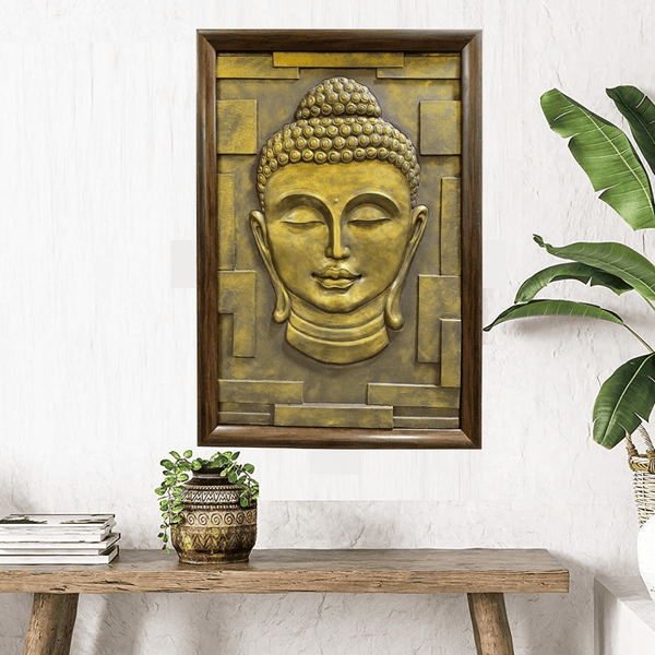 Buddha Bust 3D Relief Mural Wall Art | Buddha 3D Wall Statue Decor | Ready to hang Artwork.
