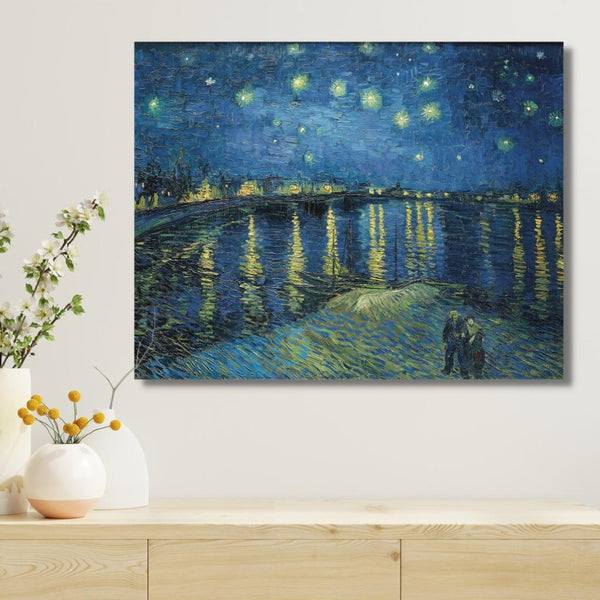 The Starry Night over the Rhone by Vincent Van Gogh Large Size (28X22 inches) Canvas Painting | High Quality Giclee Print | Ready to hang