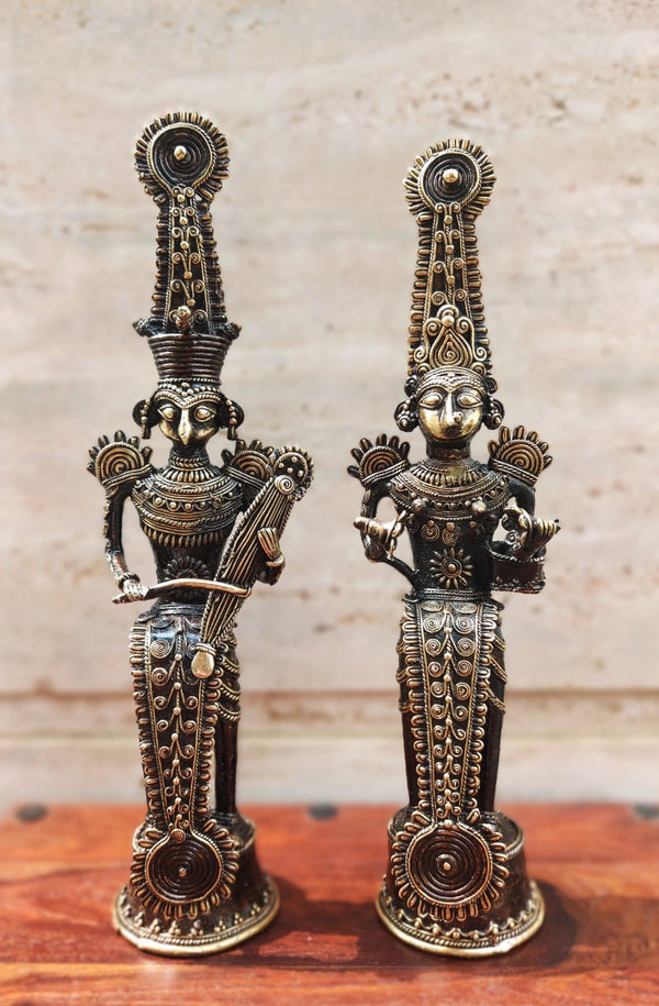 RARE FIND ANCIENT Dokhra Art Form by an award winning artist | Tribal Couple.