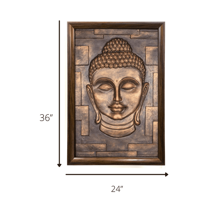 Buddha Bust 3D Relief Mural Wall Art | Buddha 3D Wall Statue Decor | Ready to hang Artwork.