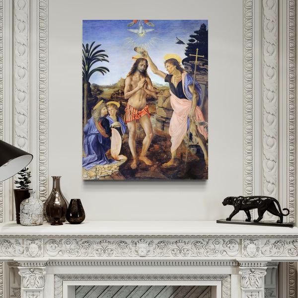 World famous paintings of Leonardo Da Vinci | Baptism of Christ  | Gallery wrapped Canvas Prints