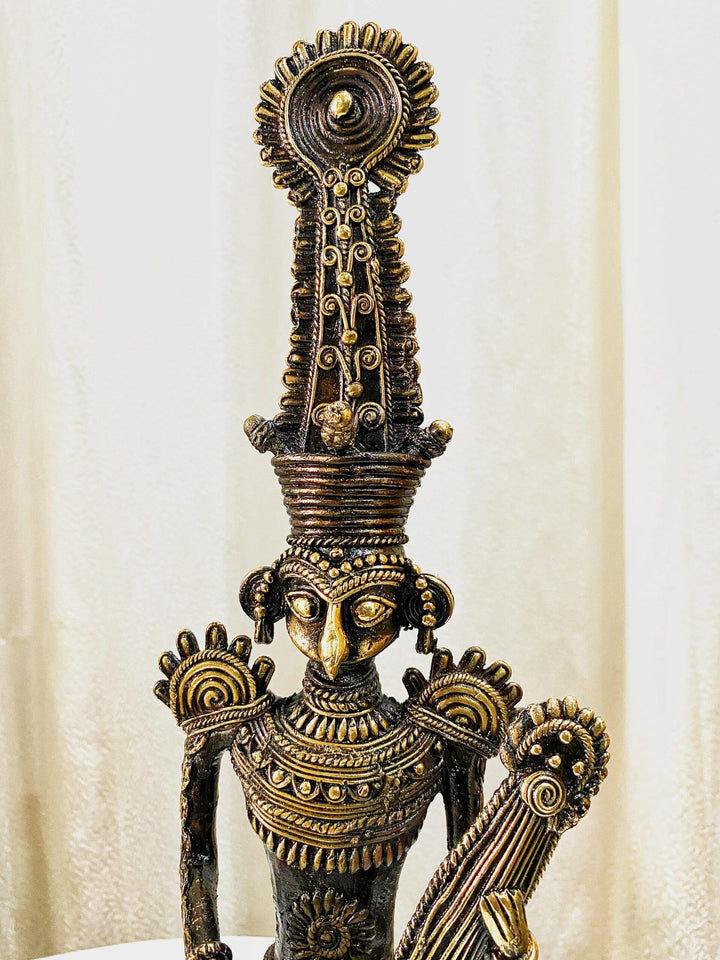 RARE FIND ANCIENT Dokhra Art Form by an award winning artist | Tribal Couple.