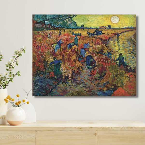 The Red Vineyard by Vincent Van Gogh Large Size (28X22 inches) Canvas Painting | High Quality Giclee Print | Ready to hang