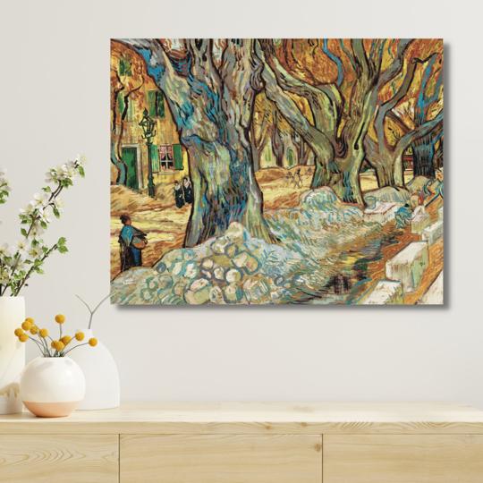 Road Menders at Saint-Rémy by Vincent Van Gogh Large Size (28X22 inches) Canvas Painting