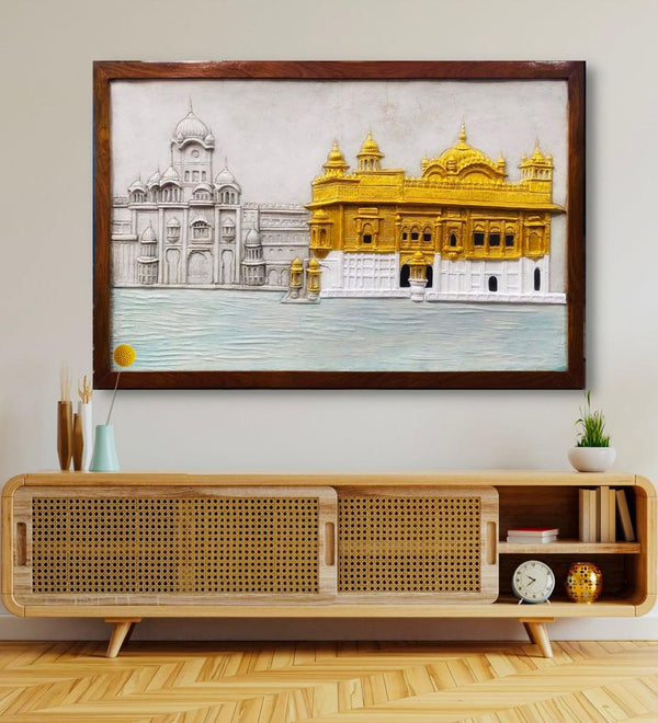 Large Size Golden Temple 3D Relief Mural Wall Art | Ready to hang