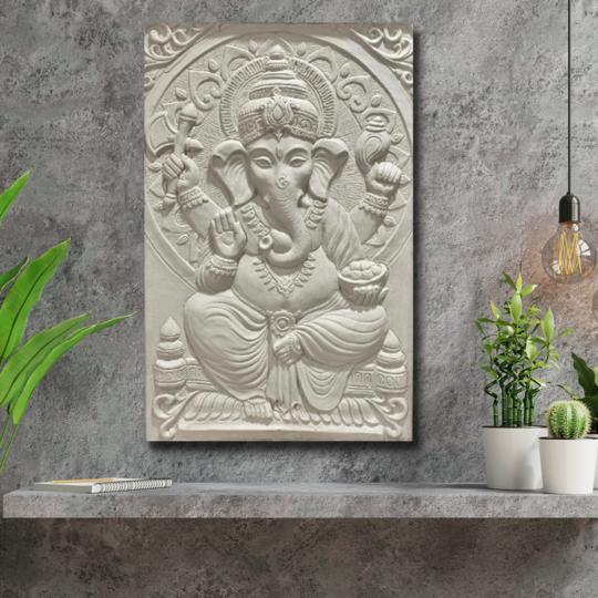 Lord Ganesha Relief Mural Wall Art | Auspicious Wall Art | Unique Wall Decor | Ready to hang.