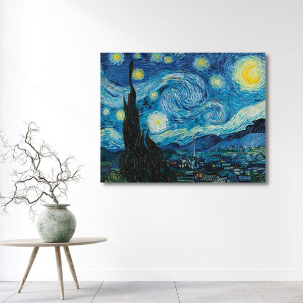 The Starry Night by Vincent Van Gogh Large Size (28X22 inches) Canvas Painting | High Quality Giclee Print | Ready to hang