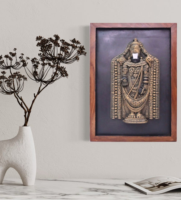 Tirupati Balaji 3D Relief Mural Wall Hanging in size 18X12 inches | Ready to hang